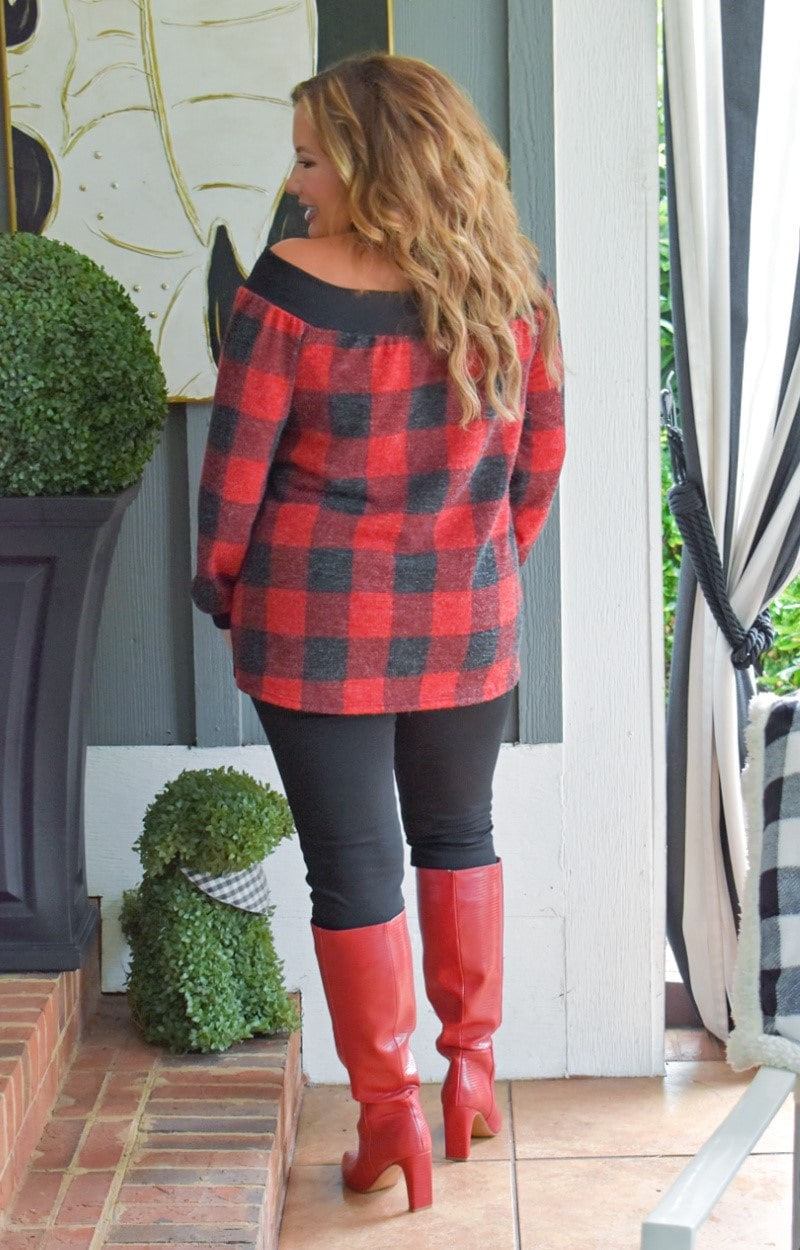 Load image into Gallery viewer, You&#39;ll Never Know Plaid Top - Black/Red