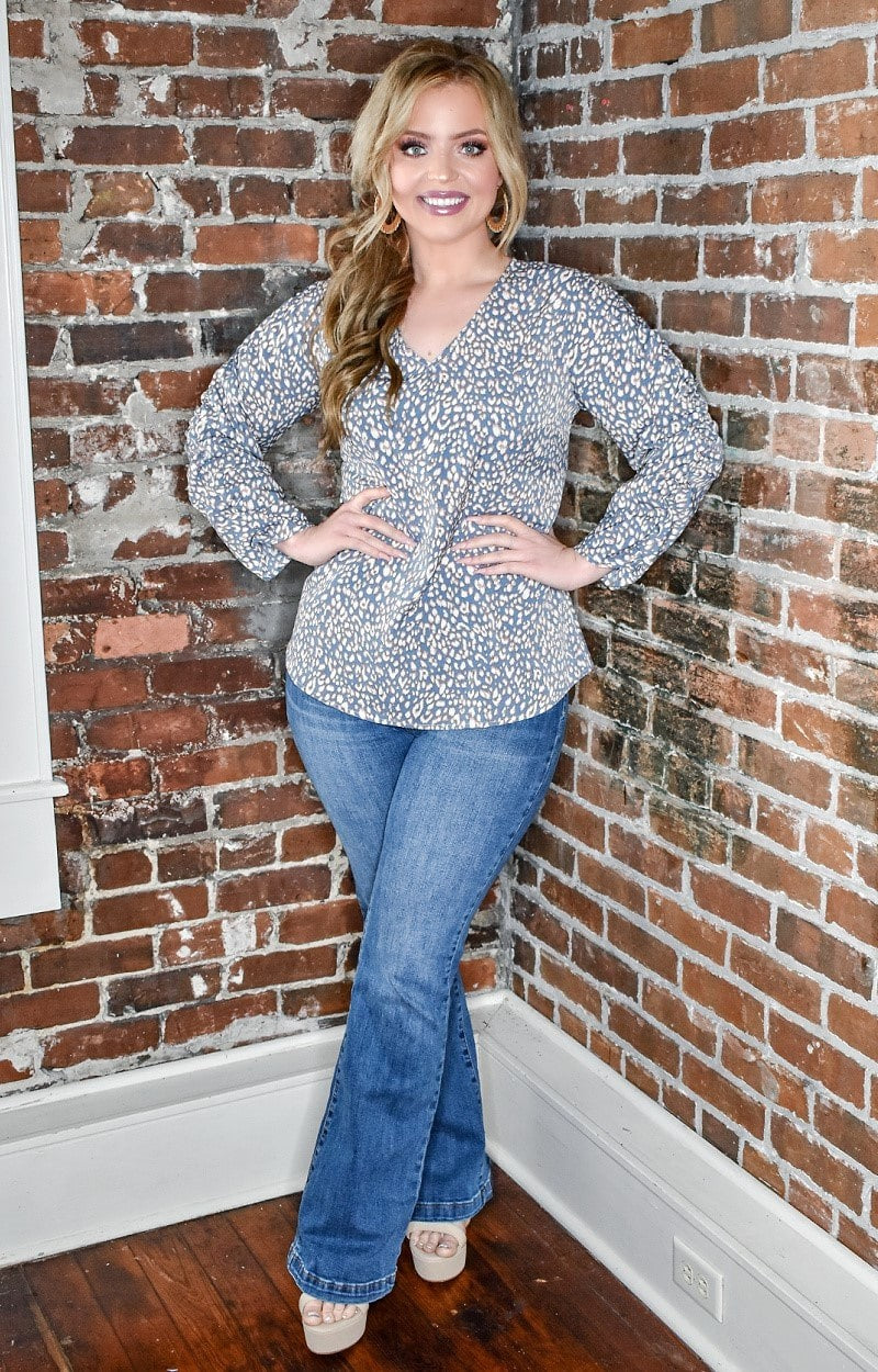 Load image into Gallery viewer, Go For Broke Leopard Print Top - Blue