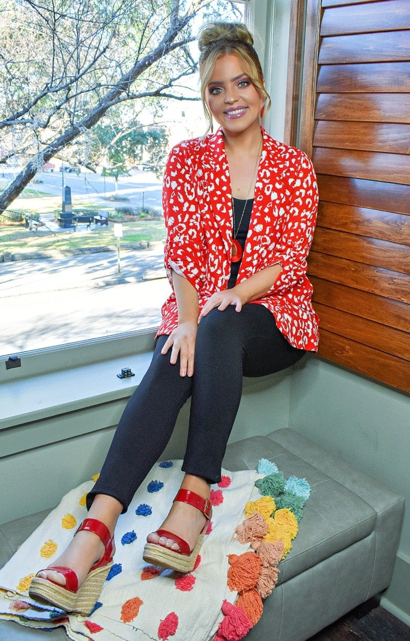 Load image into Gallery viewer, Take The Lead Leopard Print Blazer - Red