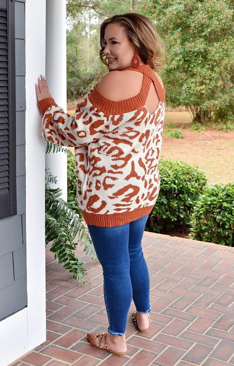Load image into Gallery viewer, Find The Way Cold Shoulder Leopard Sweater
