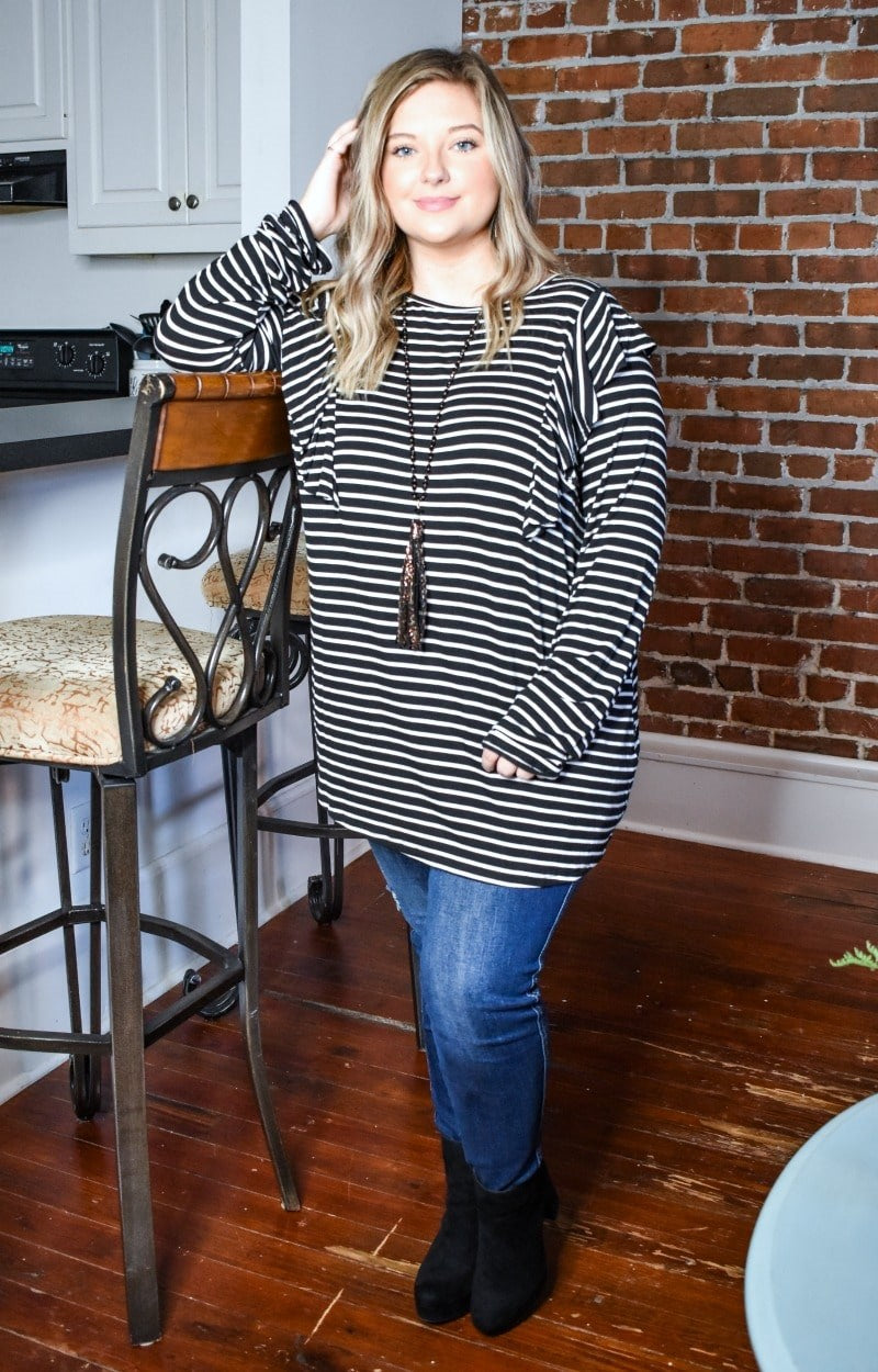 Load image into Gallery viewer, Holding You Forever Striped Top - Black/Ivory