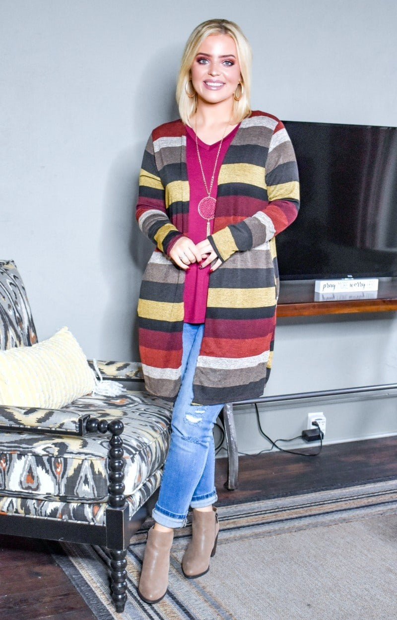 Load image into Gallery viewer, Feel The Heat Striped Cardigan - Multi