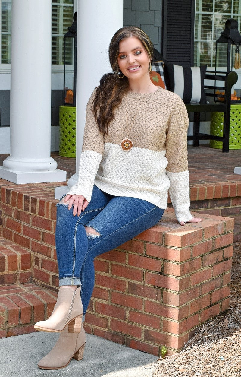 Casual And Cool Sweater - Mocha/Ivory