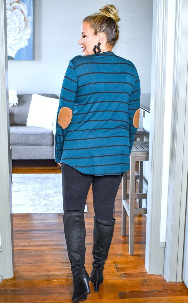 Hooked On You Striped Top - Teal/Black