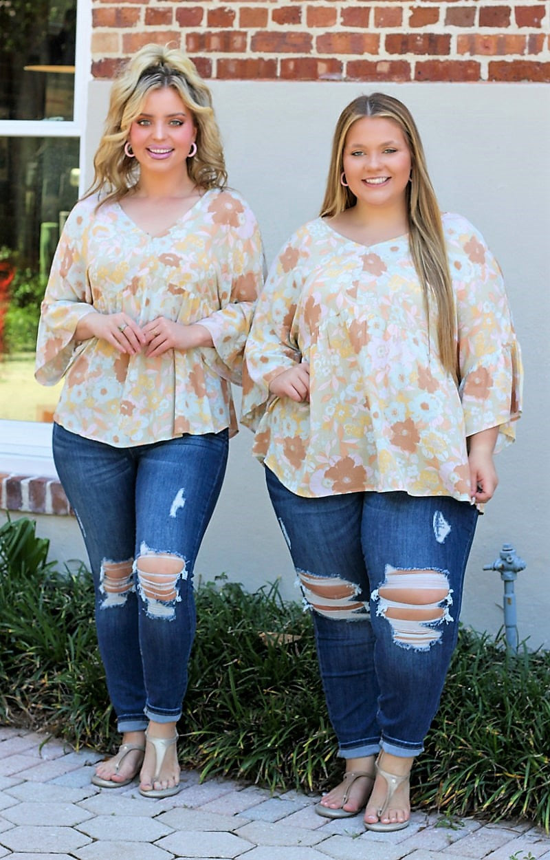 Singled Out Floral Top - Sage