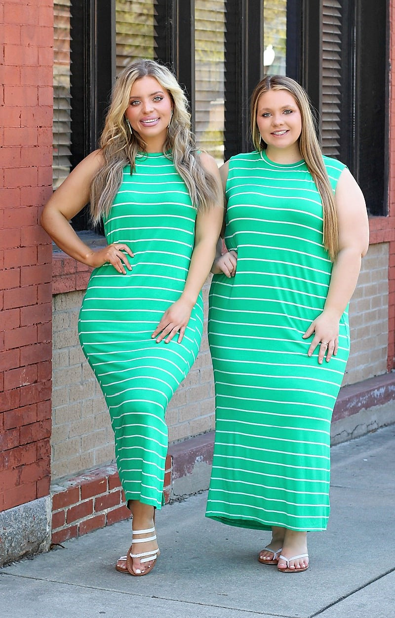 Load image into Gallery viewer, New Days Ahead Striped Maxi Dress - Green