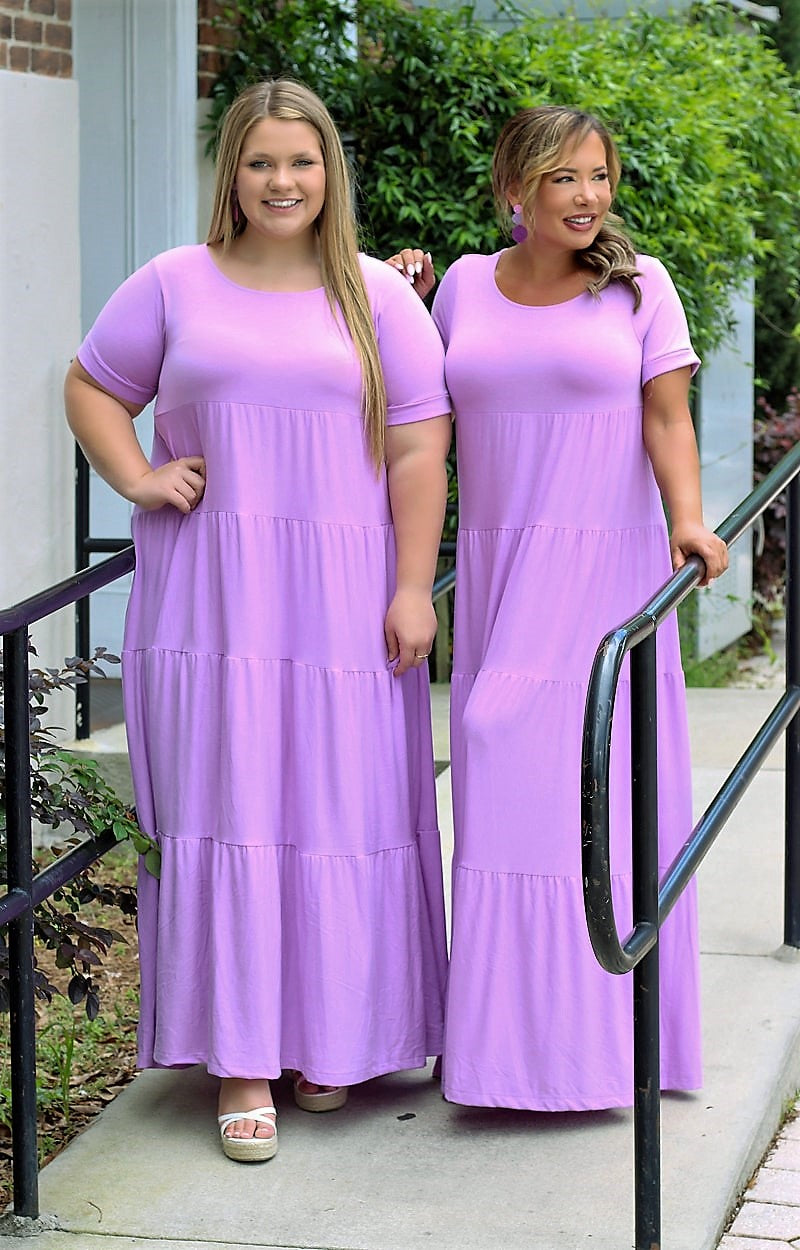Hold Your Gaze Tiered Maxi Dress - Lavender