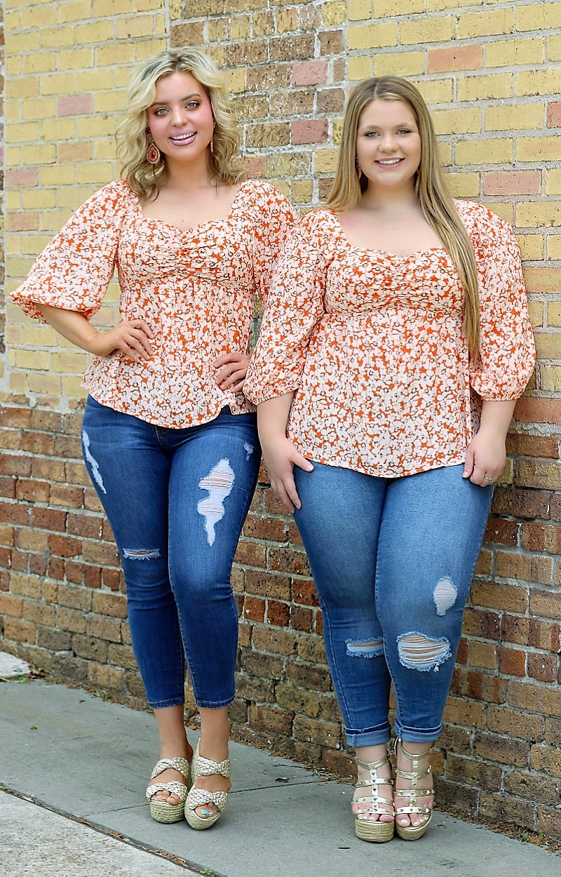 I'll Think About It Floral Top - Tangerine