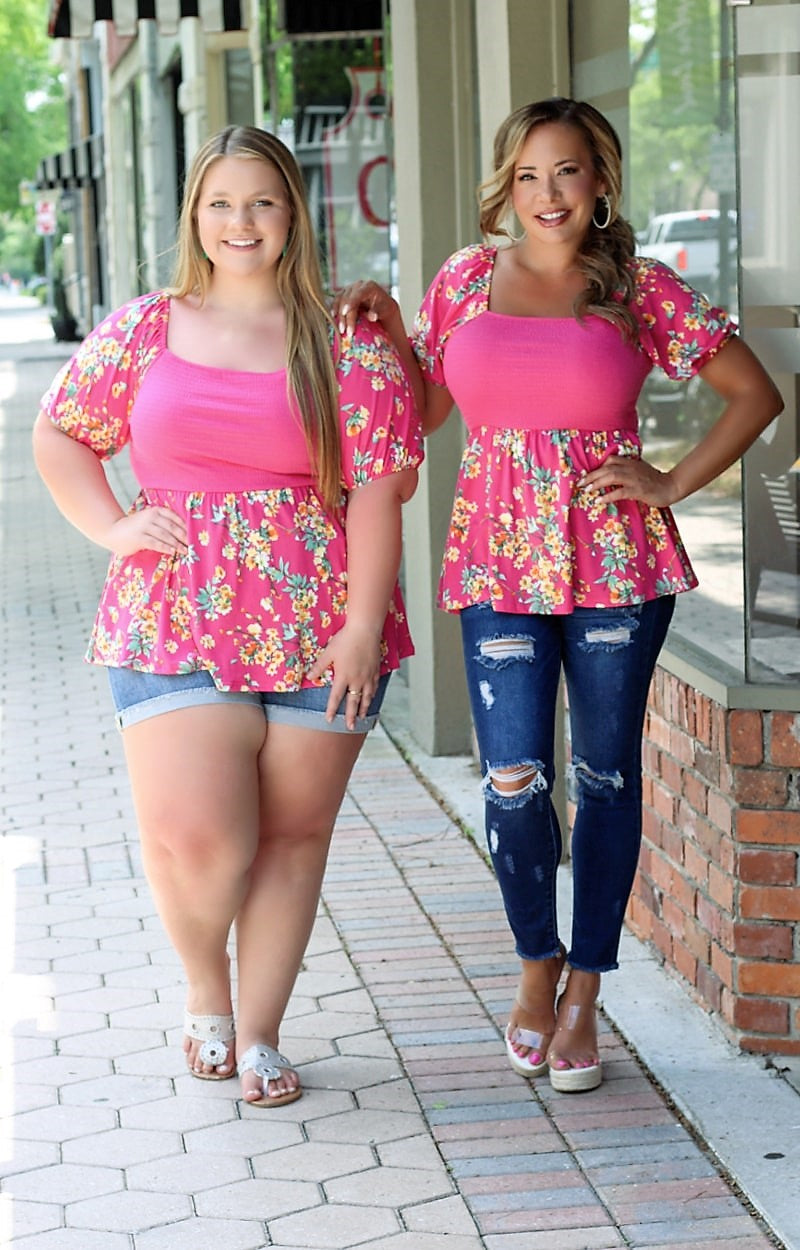 It's In The Air Floral Top - Fuchsia