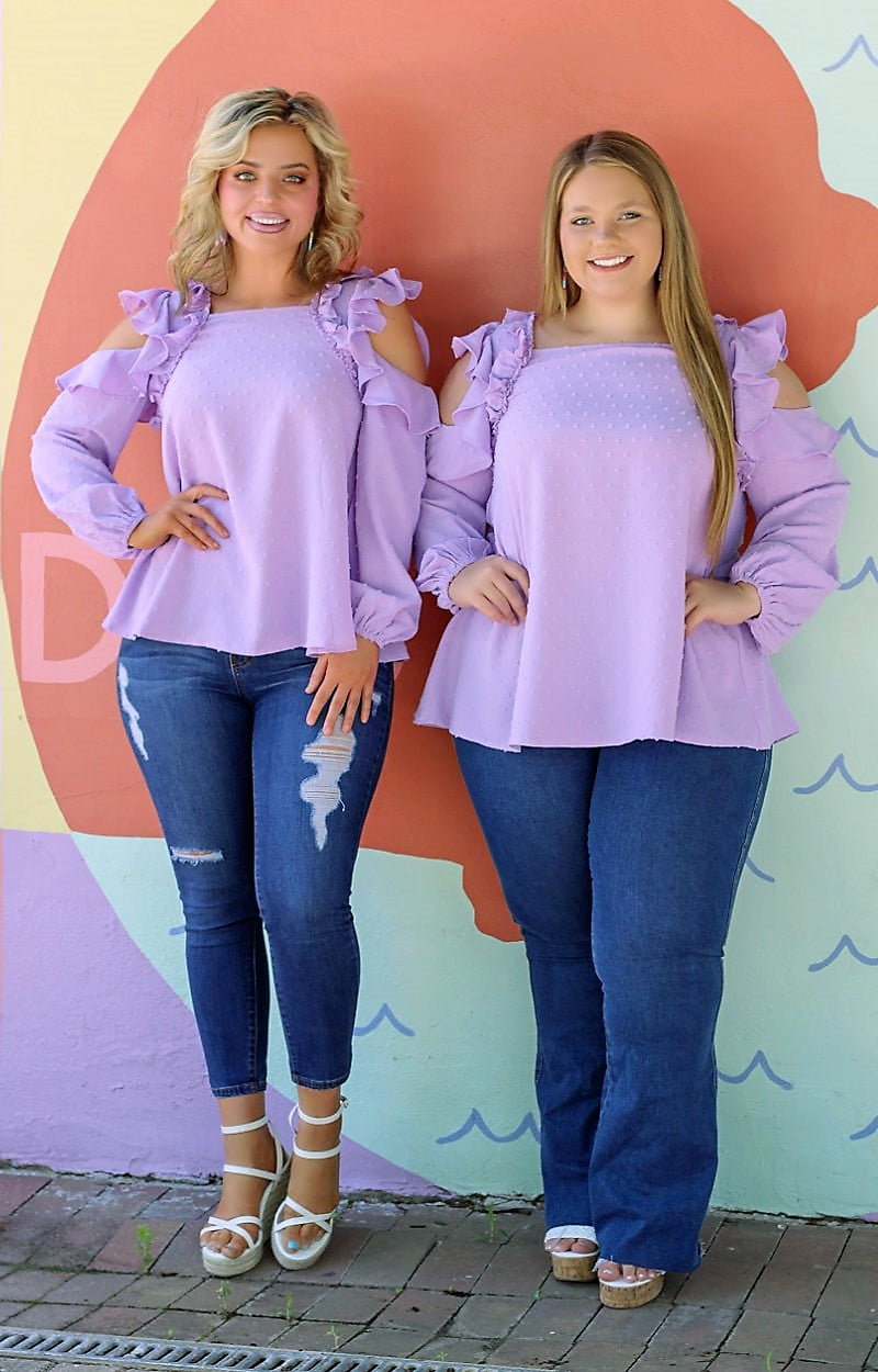 Load image into Gallery viewer, Charming Twist Cold Shoulder Top - Lavender