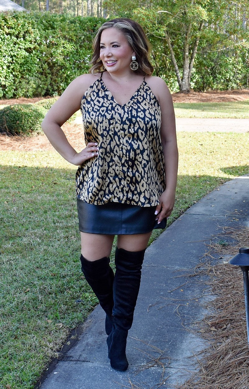 Spoil Yourself Leopard Top - Black/Gold