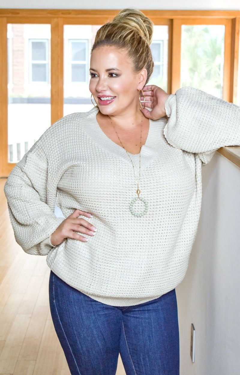 Sweetheart Wishes Oversized Sweater - Taupe