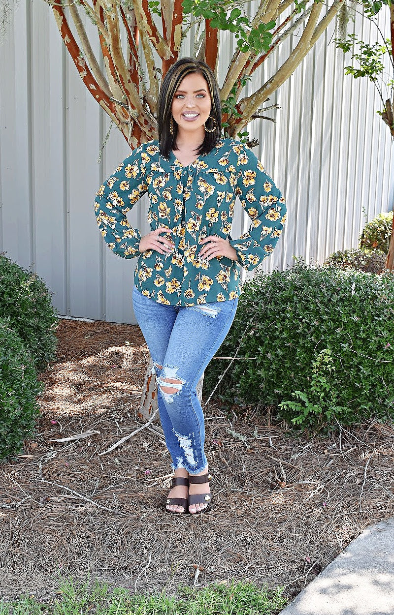 Load image into Gallery viewer, Say It&#39;s Me Floral Top - Teal