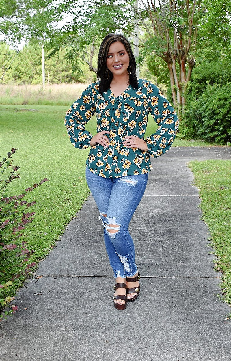 Load image into Gallery viewer, Say It&#39;s Me Floral Top - Teal