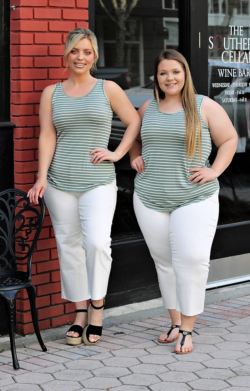 Load image into Gallery viewer, Back The Bow Up Striped Top - Sage