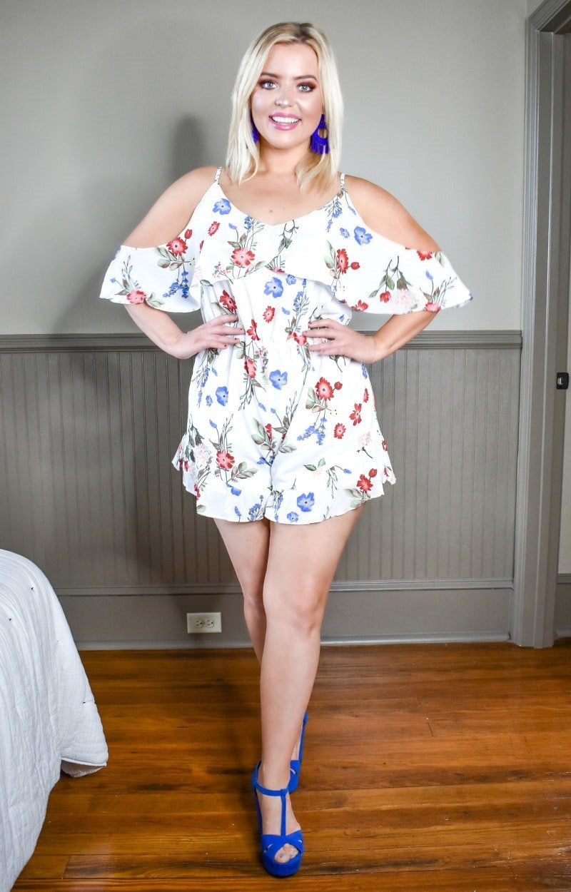 Load image into Gallery viewer, Rumors Of Love Floral Romper - Ivory