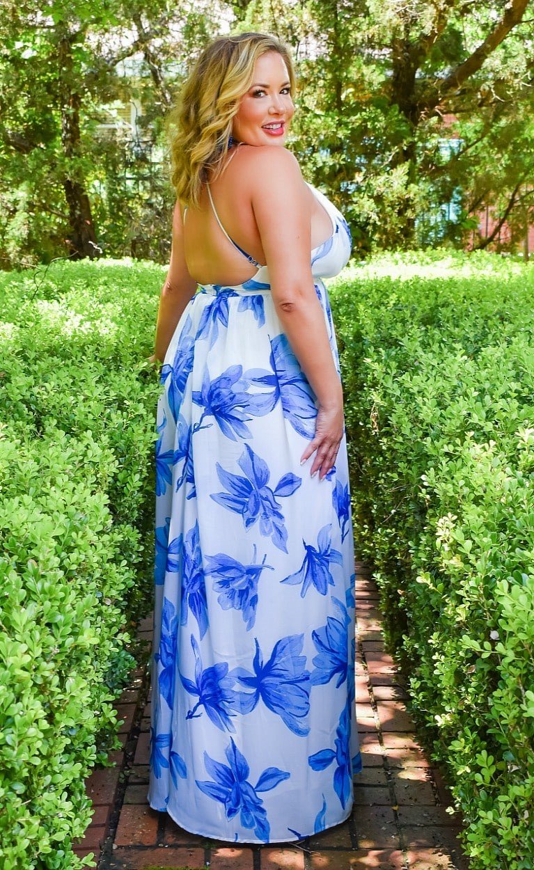 Load image into Gallery viewer, Sweeten Your Day Floral Maxi Dress - Blue/Ivory