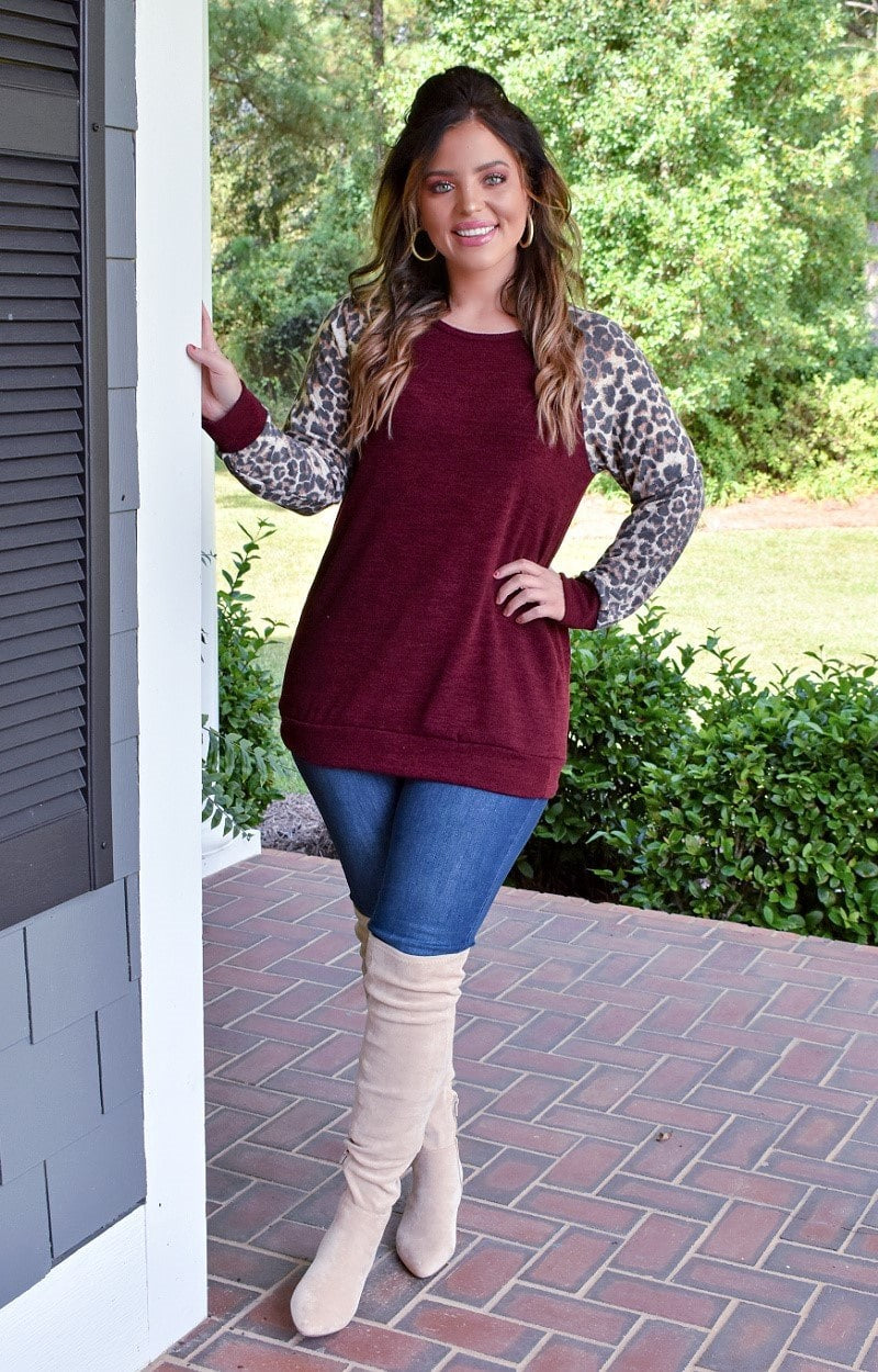Load image into Gallery viewer, Walk On The Wild Side Leopard Top - Burgundy