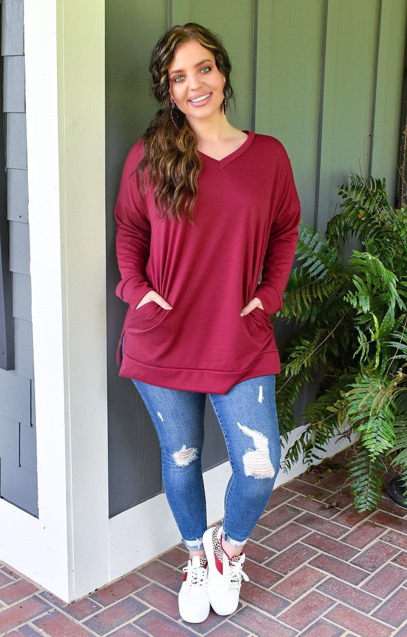 Always About It Pullover - Burgundy