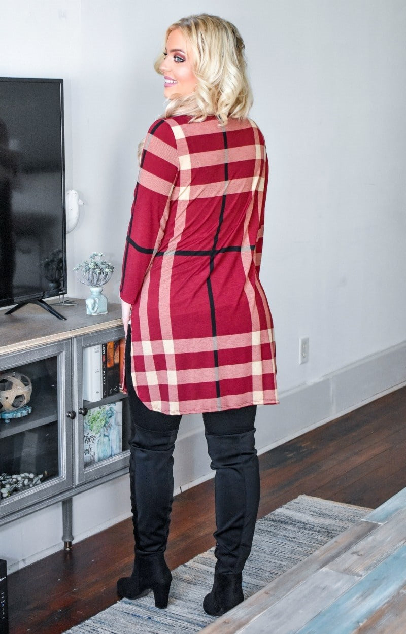 Load image into Gallery viewer, With Someone New Plaid Cardigan - Burgundy