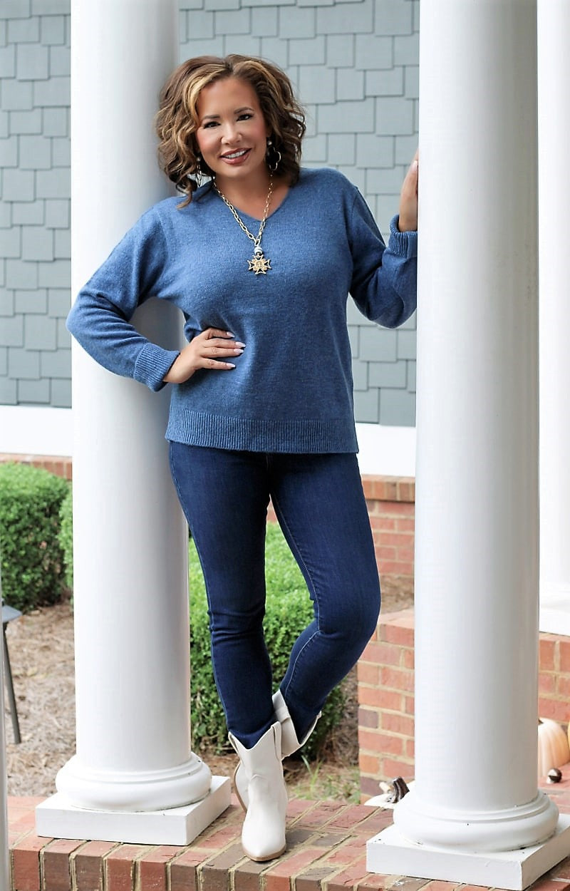 Load image into Gallery viewer, Easy Going Sweater - Denim Blue