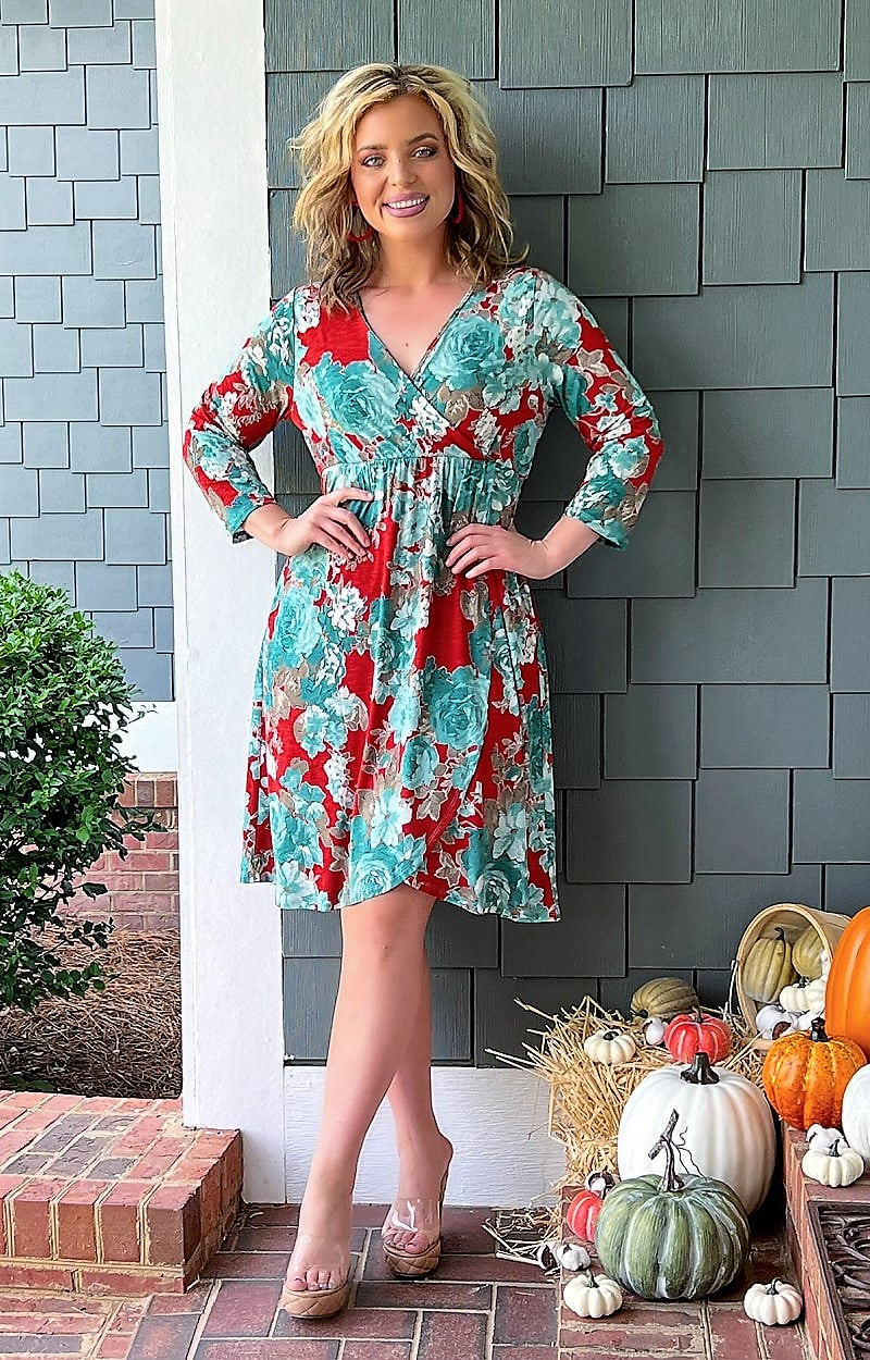 Load image into Gallery viewer, Simple Bliss Floral Dress - Rust