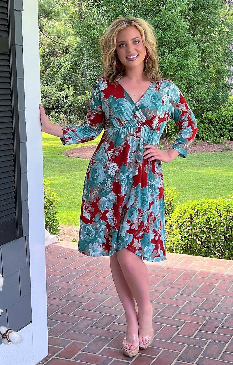 Load image into Gallery viewer, Simple Bliss Floral Dress - Rust